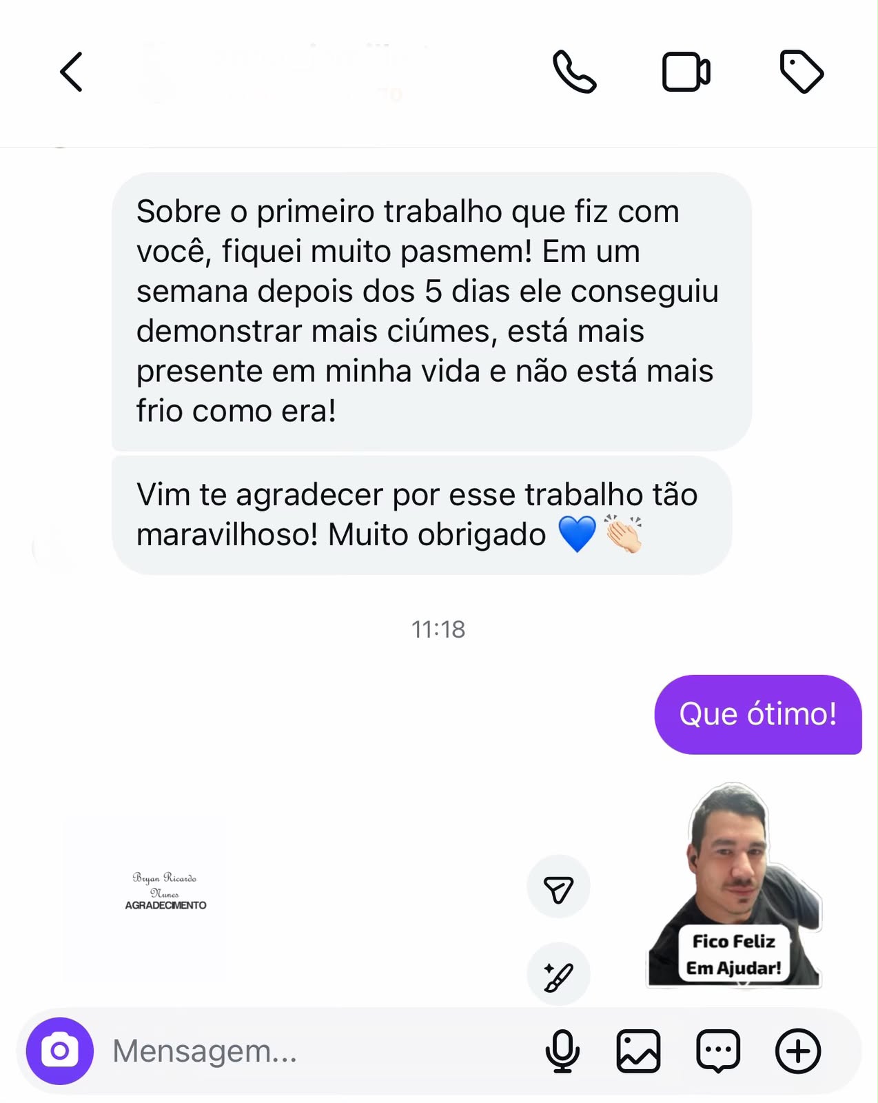 Depoimento de Cliente